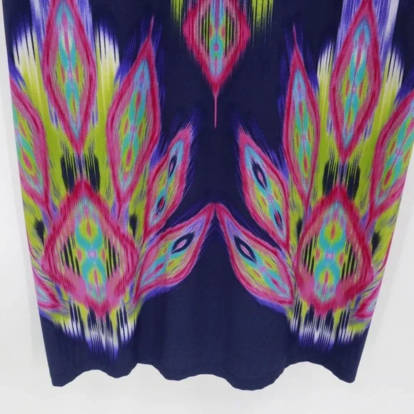 Chico's Maxi Dress Womens XL Blue Boho Vibrant Resortwear Eclectic Bold Artistic - Picture 10 of 16